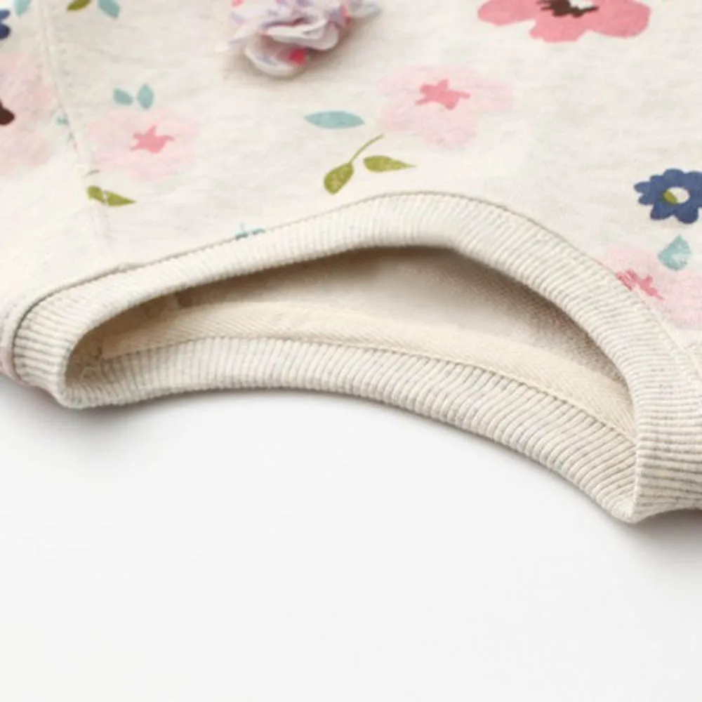 Теплые Топы с длинными рукавами и цветочным принтом для маленьких девочек, пуловер, футболка с круглым вырезом, блузки, топы с маленькими цветами, 827