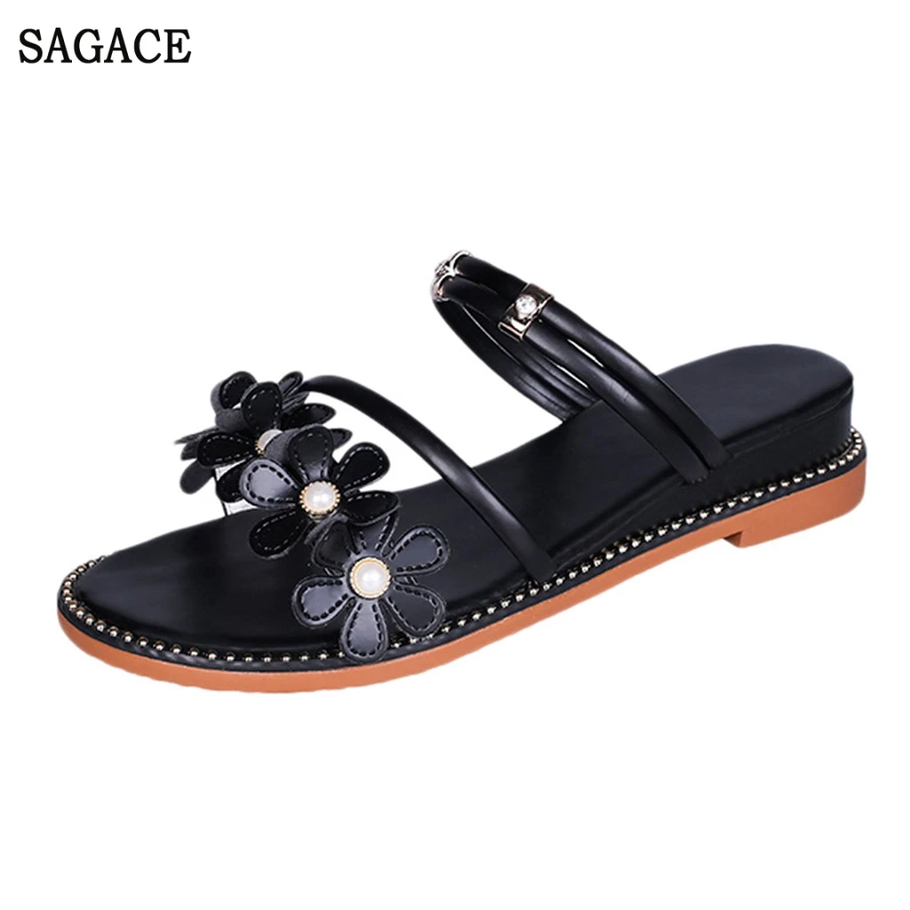 

SAGACE Summer Women's Wedges Beach Shoes Casual Open Toe Slippers Seaside Pearl Sexy Solid High Quality Outsid High Heel Pumps