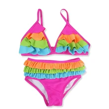 Купальный костюм Kavkas для новорожденных и маленьких девочек, Радужный лоскутный купальник для маленьких девочек, комплект бикини из двух предметов, Banadores Nino