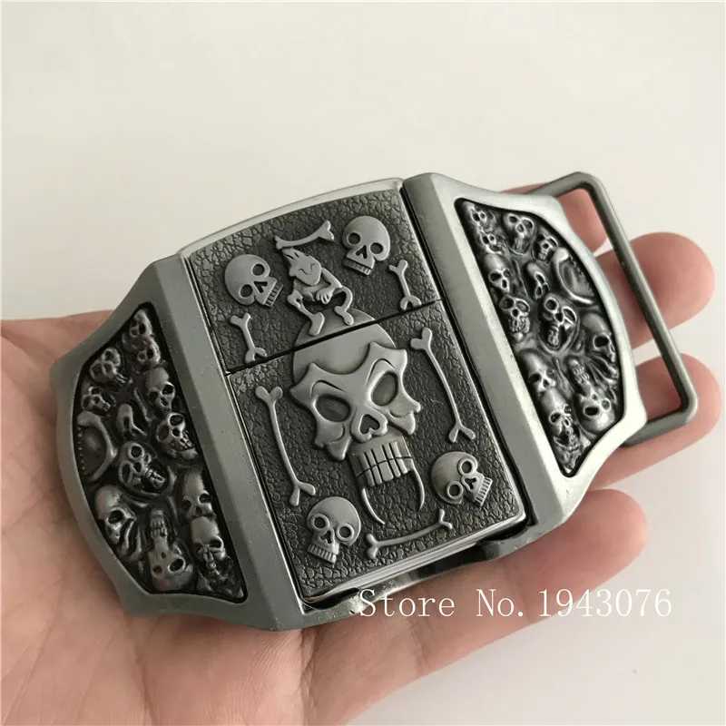 

Retail Fashion Men's Cool 3D Silver Skull Kerosene Lighter Metal Belt Buckles For 4cm Wide Belt Man Jeans accessories
