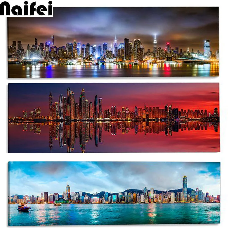 

5D DIY Diamond Painting landscape"New York City night view Building " Diamond Embroidery Cross Stitch Nightscape 5D Home Decor