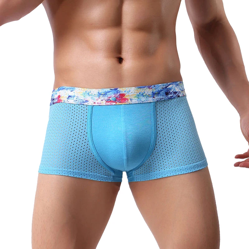 New Breathable Mesh Modal Men Boxers Four Corner Underwear Wholesale Underwear Men Cotton Mens Bodysuit Underwear Calzoncillos