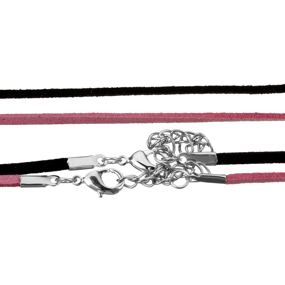 YYW 10Pcs 2x1mm Flat Imitation Leather Cord Velvet Cords Necklace DIY Jewelry Necklace Findings