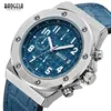 BAOGELA hombres cuarzo nuevo relojes 2022 impermeable cronógrafo Casual luminosa reloj de hombre, correa de cuero, relojes, 1805 azul ► Foto 3/6