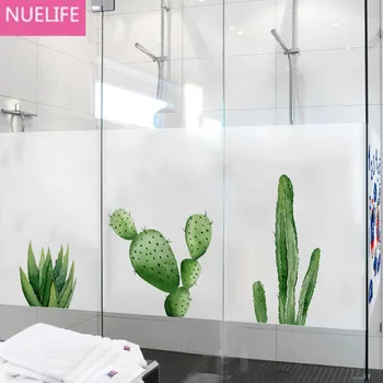

Moose cactus pattern electrostatic frosted glass film living room office bathroom balcony door opaque window film