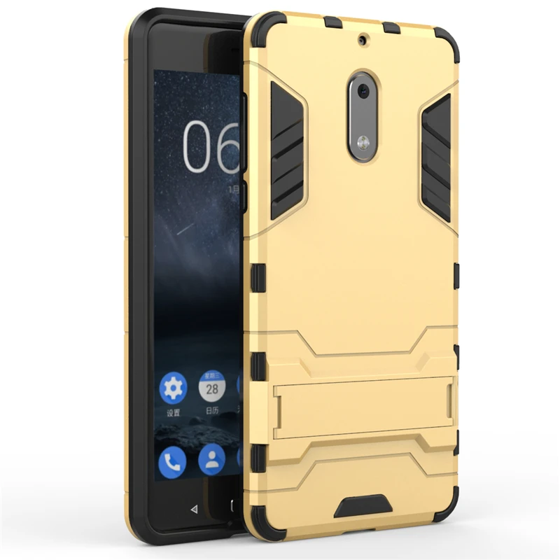 2 in 1 Hard PC+Soft Silicone TPU Rugged Rubber Kickstand Case For Nokia 6 Six Matte Armor Shockproof Phone Holder Cover Shell (11)