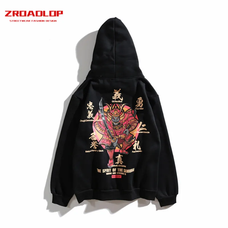 2019 New Japanese Samurai Printed Hoodies Sweatshirts Men Hip Hop Male Casual Streetwear Fashion Fleece Hooded Pullover