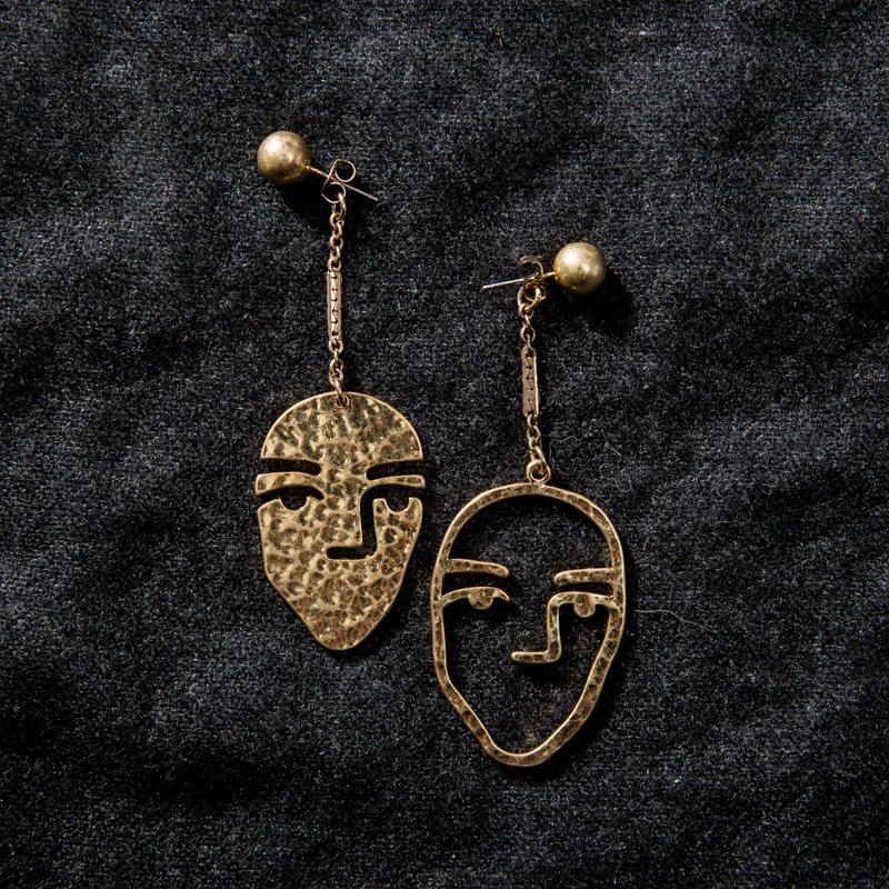 Женские асимметричные серьги висюльки с изображением лица|dangling earrings for women|dangle
