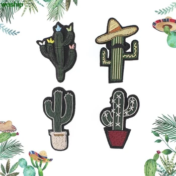 

DIY New High quality 3D Hand embroidered badges Cactus Armband applique for Coat Trousers Bag Brooch