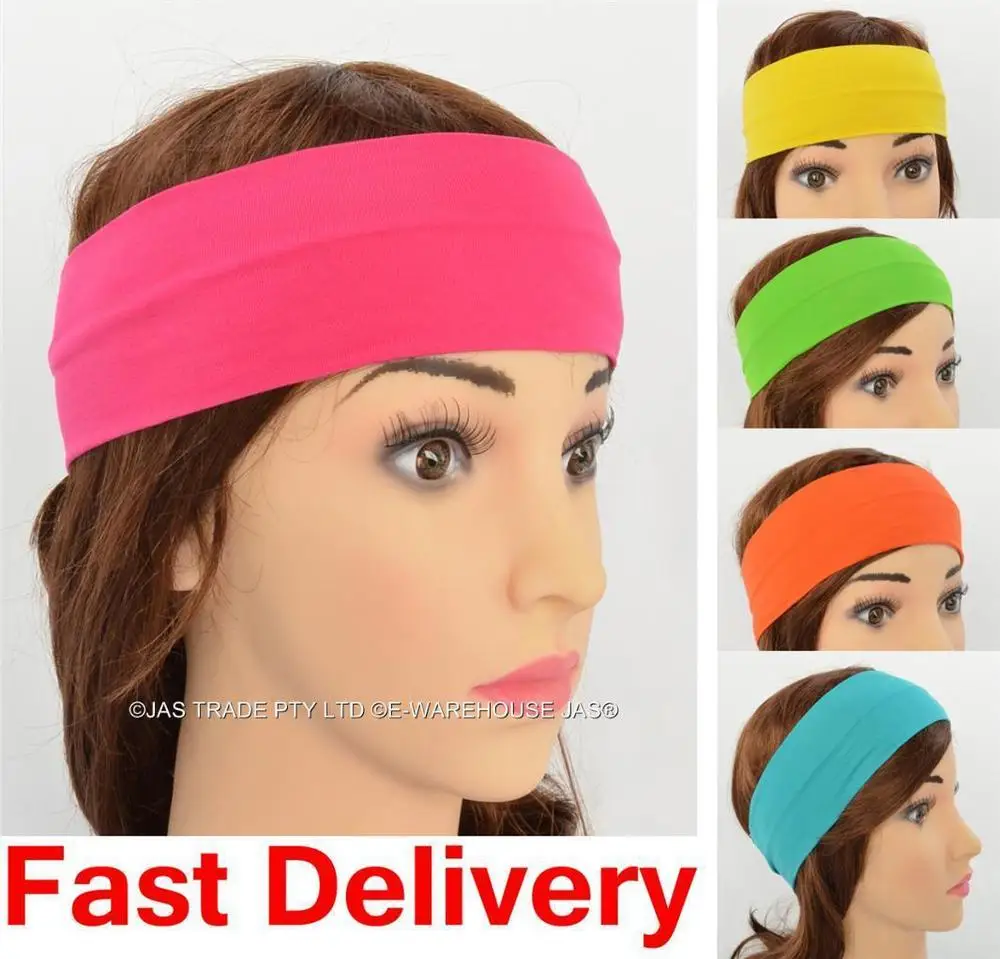 Lycra solid color Stretch sports Headband Hair bands sweatband assorted