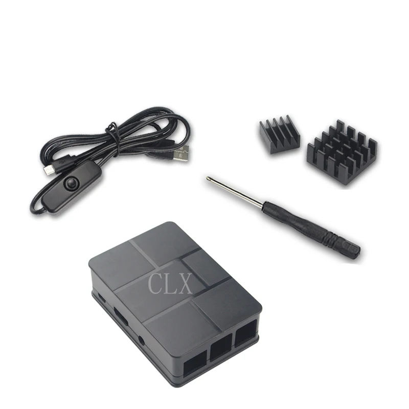 Raspberry Pi 3 Model B+ Case ABS Plastic Box +heat sink+USB power cable+screws for | Компьютеры и офис
