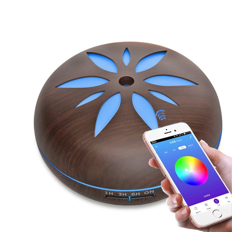 

550ML Aroma Essential Oil Diffuser With APP Remote Control Ultrasonic Air Humidifier Aromatherapy Diffuser LED Lights For Home