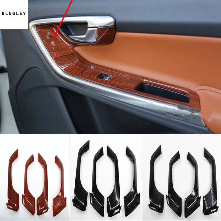4pcs/lot ABS carbon fiber grain or wooden grain Interior door shake handshandle bowl decoration cover for 2014-2018 Volvo S60 4pcs/lot ABS carbon fiber grain or wooden grain Interior door shake handshandle bowl decoration cover for 2014-2018 Volvo S60