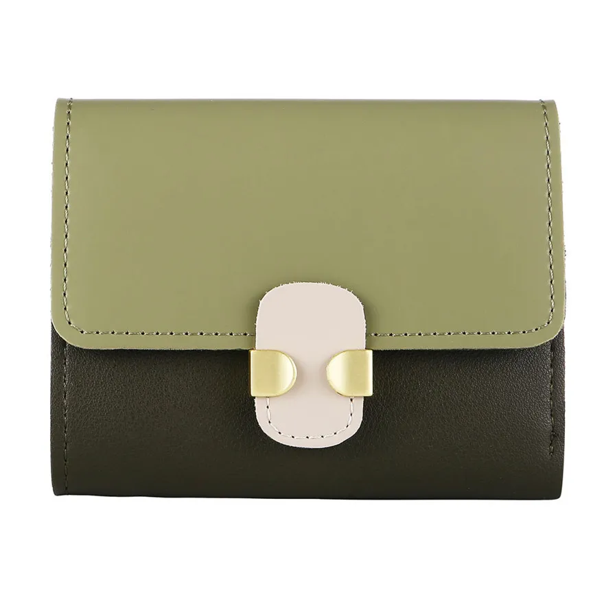 Новинка, женский простой короткий кошелек в стиле ретро с застежкой, кошелек для монет, держатель для карт, сумочка, карман для монет, отделение для заметок, сумки#0308 A2 - Цвет: Green