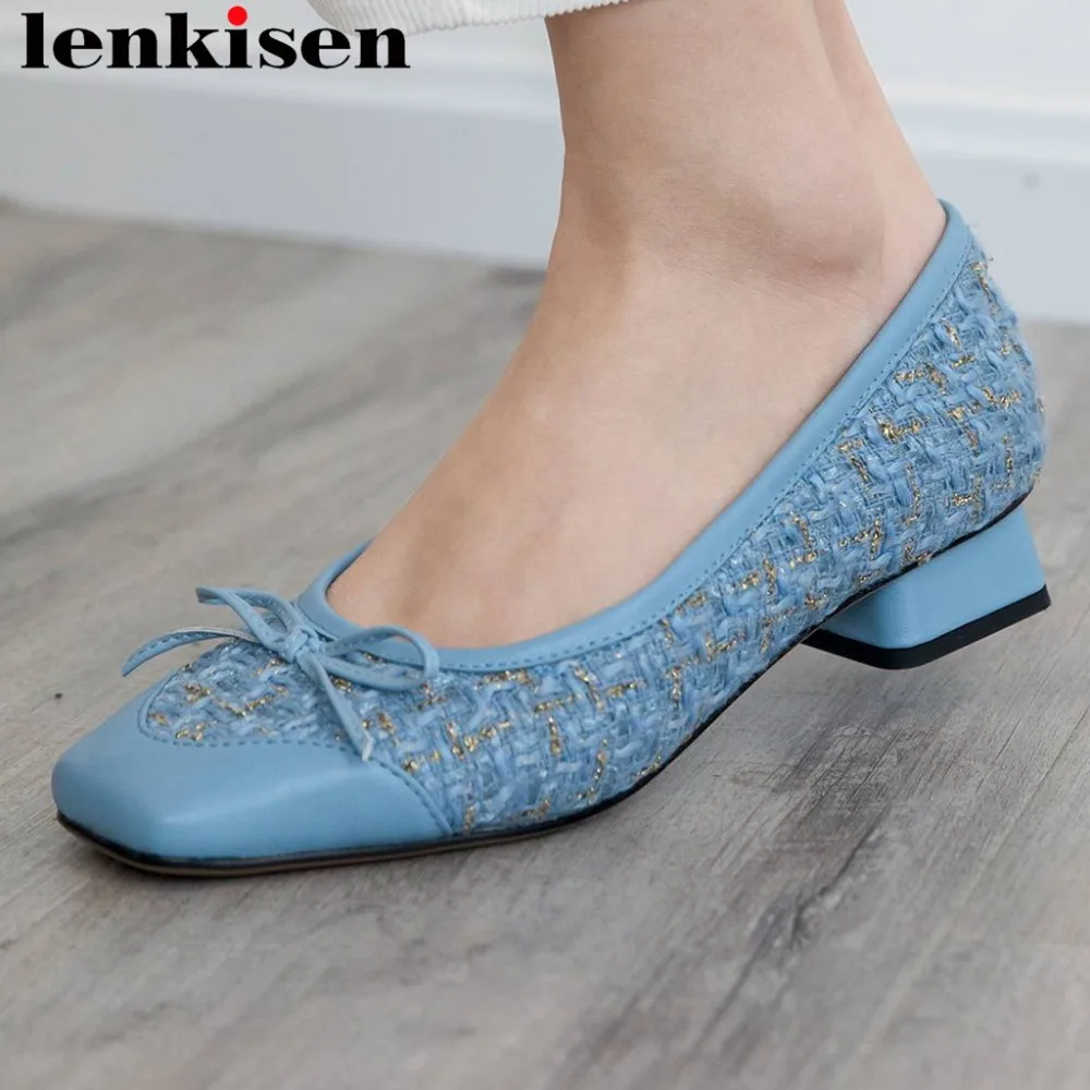 Dedo Cielo Bajo Pie Superestrellas azul Conciso 2019 En Negro Lenkisen Mujeres Del Pnatural Estilo Tacón L05 Cuero Las Pajarita De Resbalón rosado Princesa Cuadrado B7fYqw