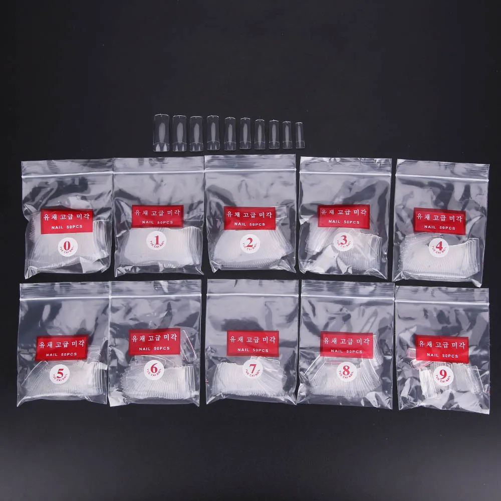 OSHIONER 500Pcs/pack Nail Art Tips Transparent and Natural False Half Full Nail Tip Manicure Fake Nail - Цвет: half nail