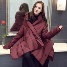 2015 New Winter Fashion Solid Color Loose Form Large Size Type Cloak Shape Zipper & Pockets Decoration Female Down WWA-002