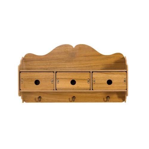 Простой деревянный настенный ящик для хранения, спальня, гостиная, дверь, задний крючок, полка для гардеробной, перфорированные перегородки, экономит пространство - Цвет: Walnut