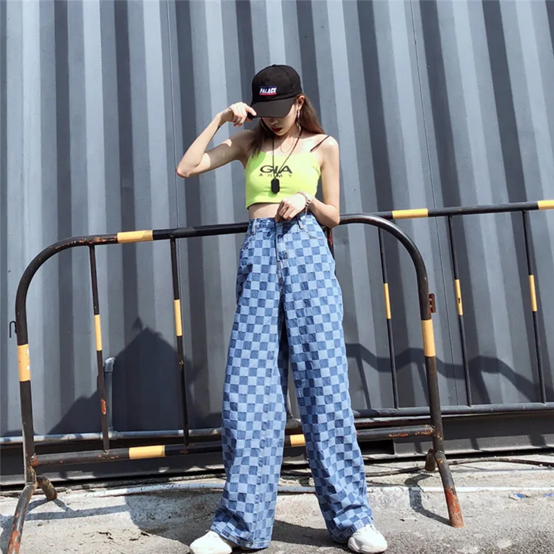 2019 пара Harajuku плед прямые брюки для мужчин женщин уличная хип хоп повседневное широкие брюки карман женские модные
