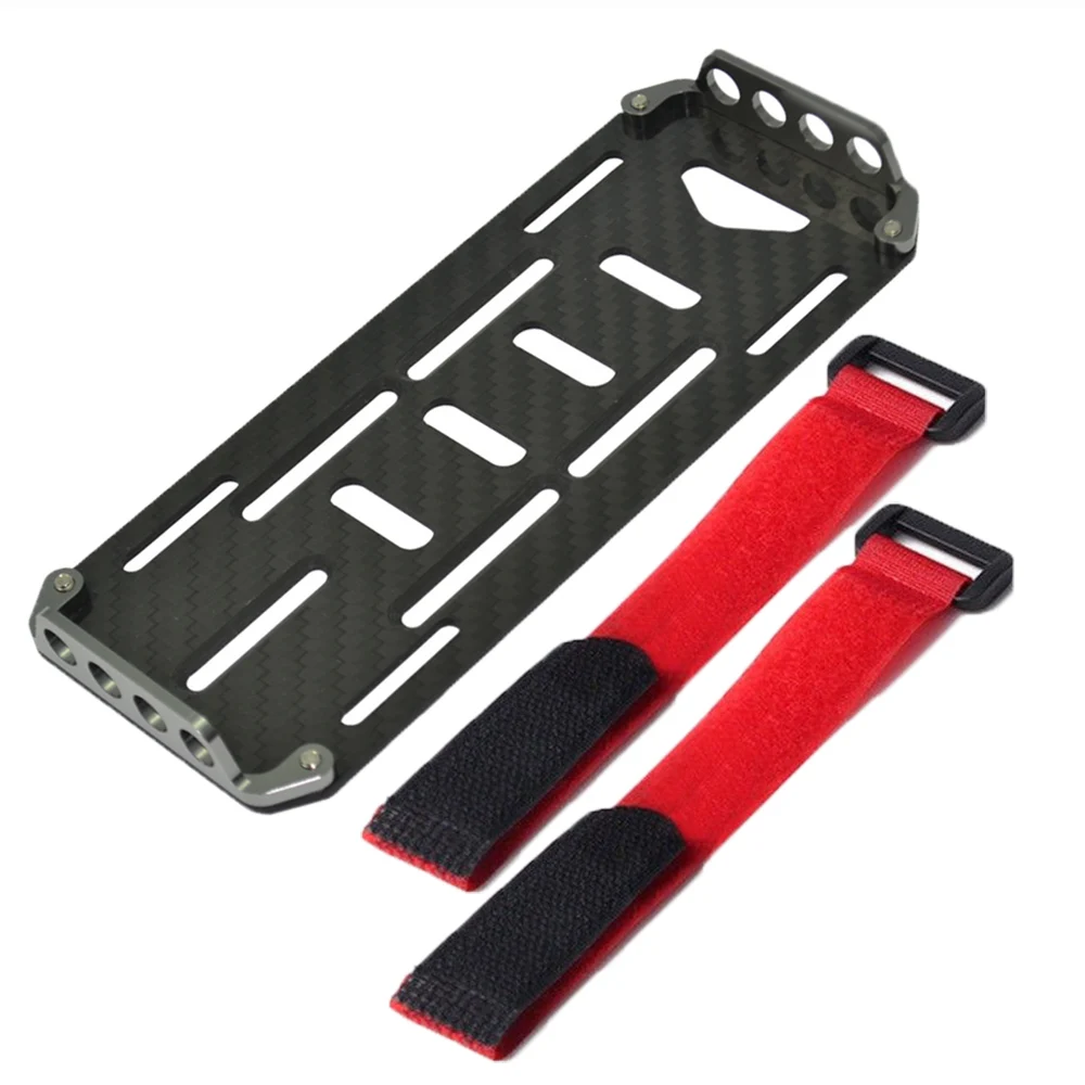 

Black Carbon Fiber Battery Mounting Plate with Tie For 1/10 RC Rock Crawler Car Axial SCX10 CC01 F350 RC4WD D90 Model Part