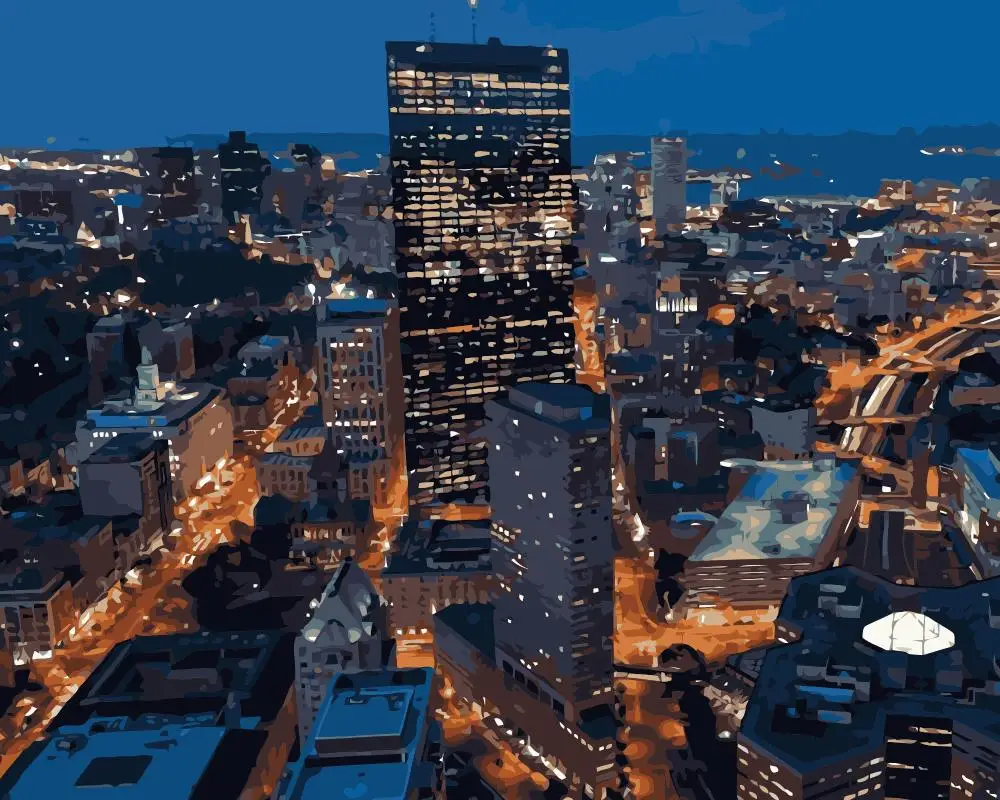 MaHuaf-j297 Boston Massachusetts evening skyscrapers painting by numbers paint canvas for home decor 