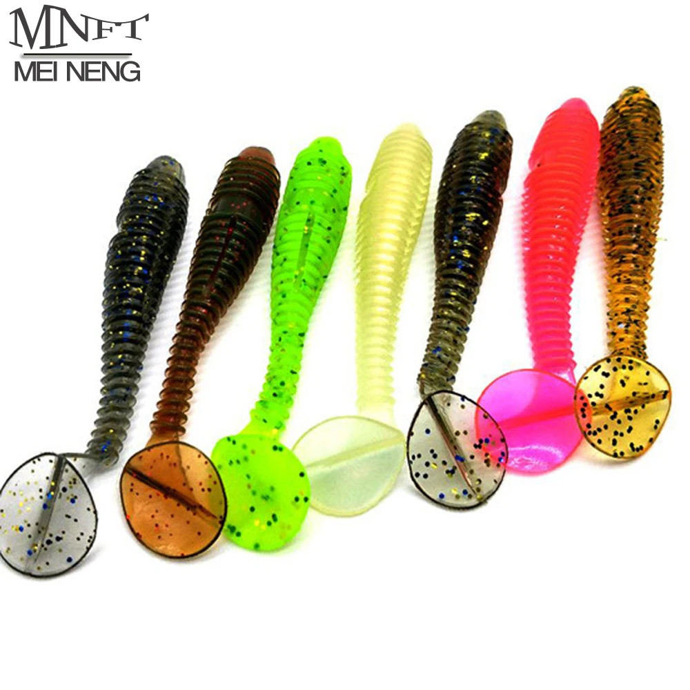 MNFT 35PCS Mixed Random Soft Bait Worm Lures T Tail Artifical Soft Lure