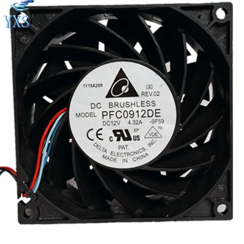

PFC0912DE DC 12V 4.32A 4.32A 8000RPM 9038 90*90*38mm 4 Wires Axial Cooling Fan