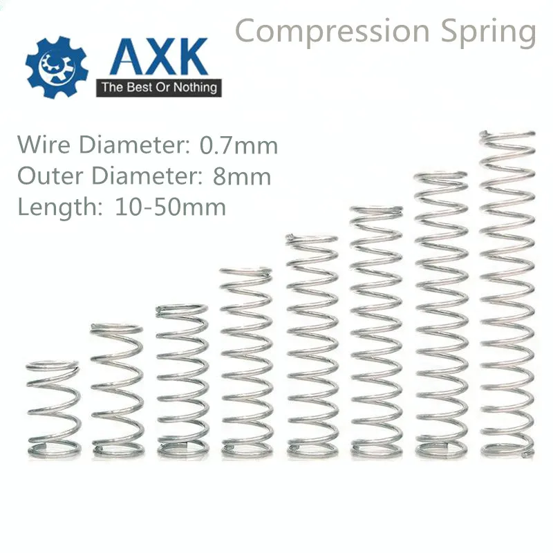 

50pcs/Lot 0.7*8*10-50 Small Coil Compression Spring,Stainless Steel Springs,Small Spot Micro Compression Spring For 3D Printer
