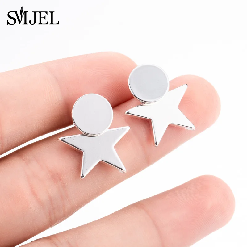 

SMJEL New Arrival Round Star Earrings Women Ear Jackets Statement Stud Earring Fashion 2018 Jewelry Wholesale Gifts Brinco