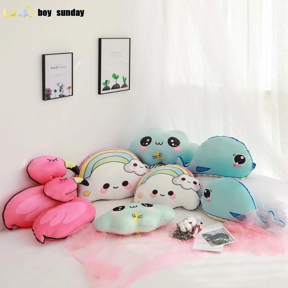 

Lucky Boy Sunday Ins Style Cushion Pillow Flamingo Cloud Whale Soft Plush Doll Birthday Gift For Girls Kids Children