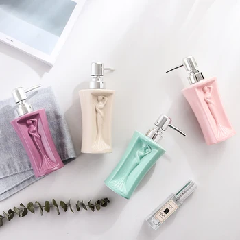 

Creative Candy Color Ceramic Lotion Bottle Souper Dispenser Press Bottle Hand Sanitizer Shower Gel Bottle Home Hotel Club