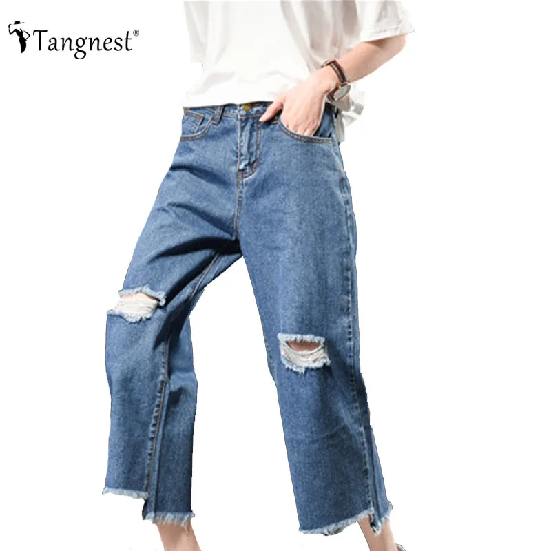 TANGNEST Ripped Jeans For Women 2017 Spring Autumn Loose