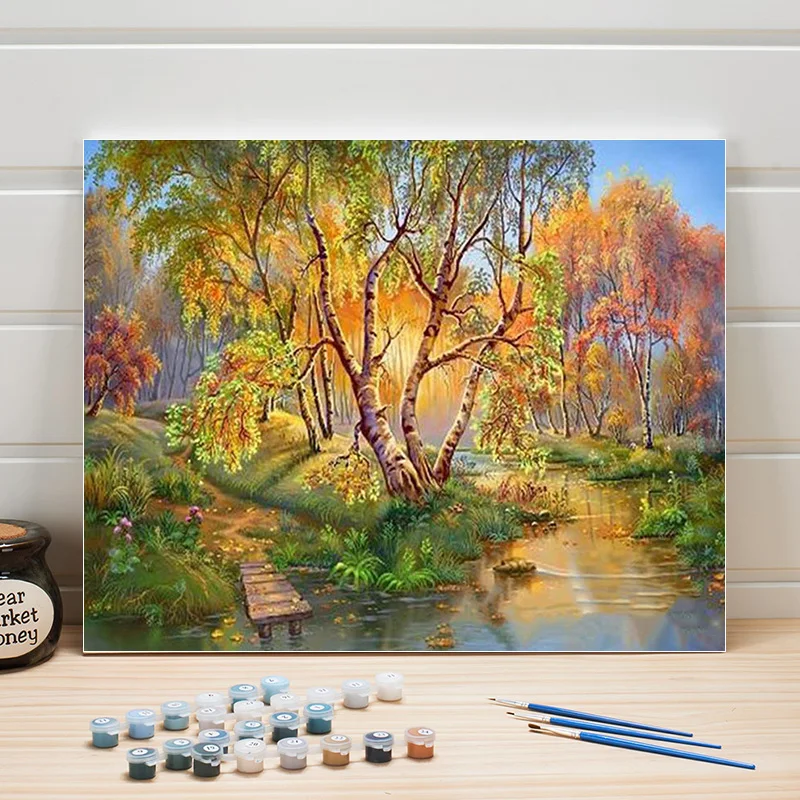 

Painting By Numbers Autumn Scenery ,Paint By Number Acrylic On Canvas ,Color By Number For Adults,Wall Pictures For Living Room