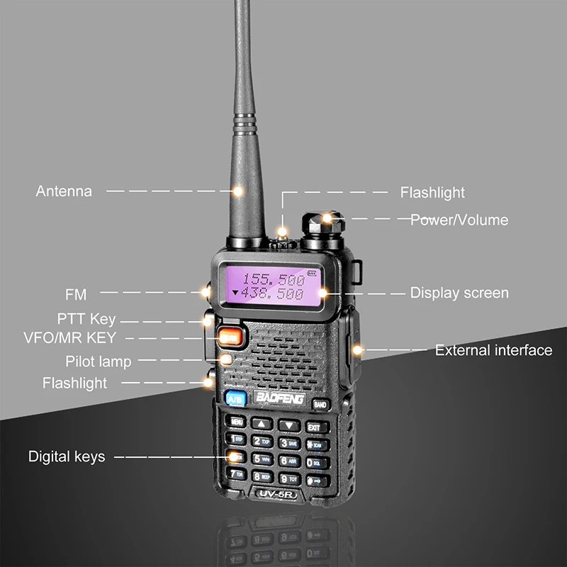 Baofeng UV-5R профессиональная рация 5 Вт UHF VHF портативная UV5R двухсторонняя радиостанция UV 5R охотничий CB трансивер радиоприемник