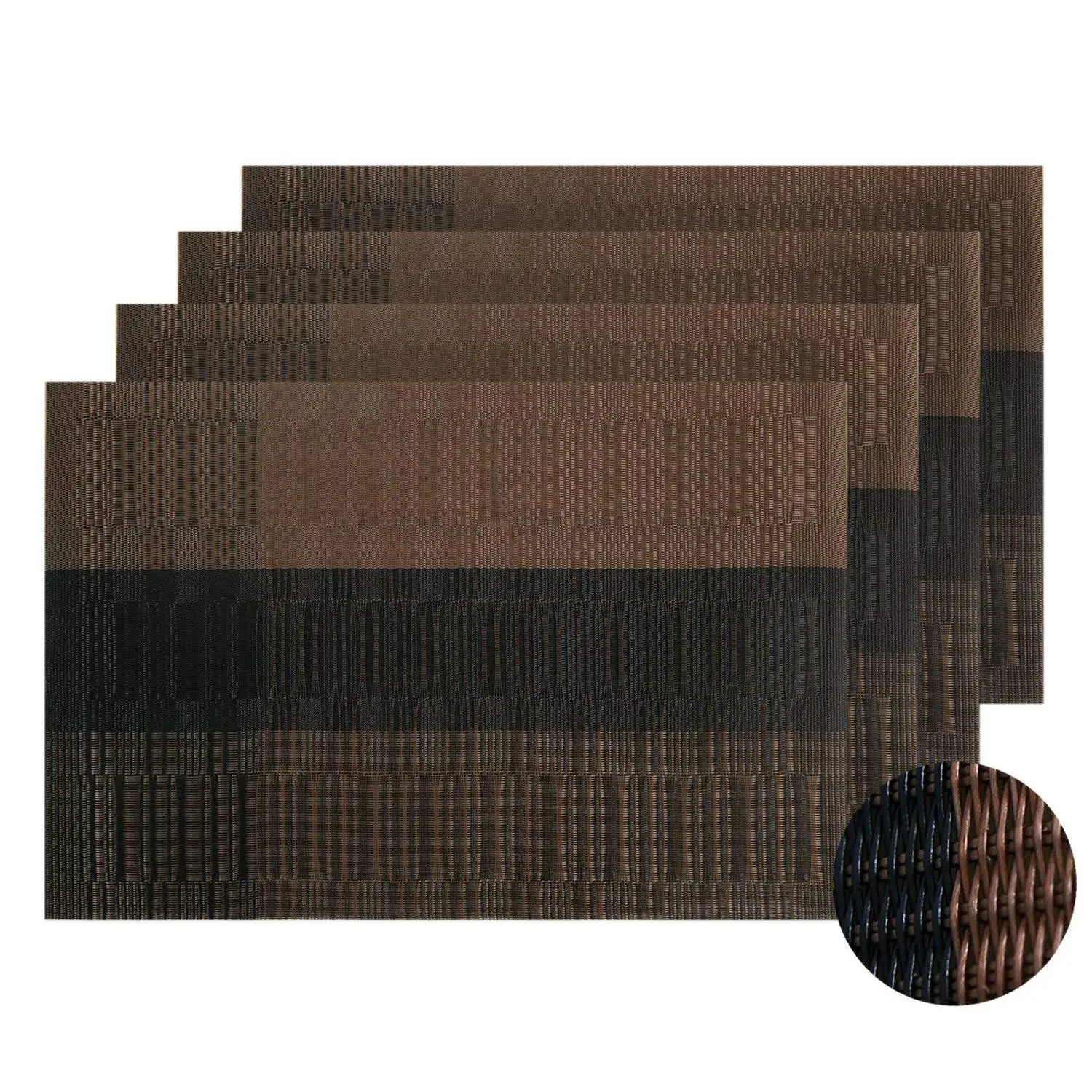 PVC Placemats Woven Vinyl Washable Table Mats Stain Resistant Washable