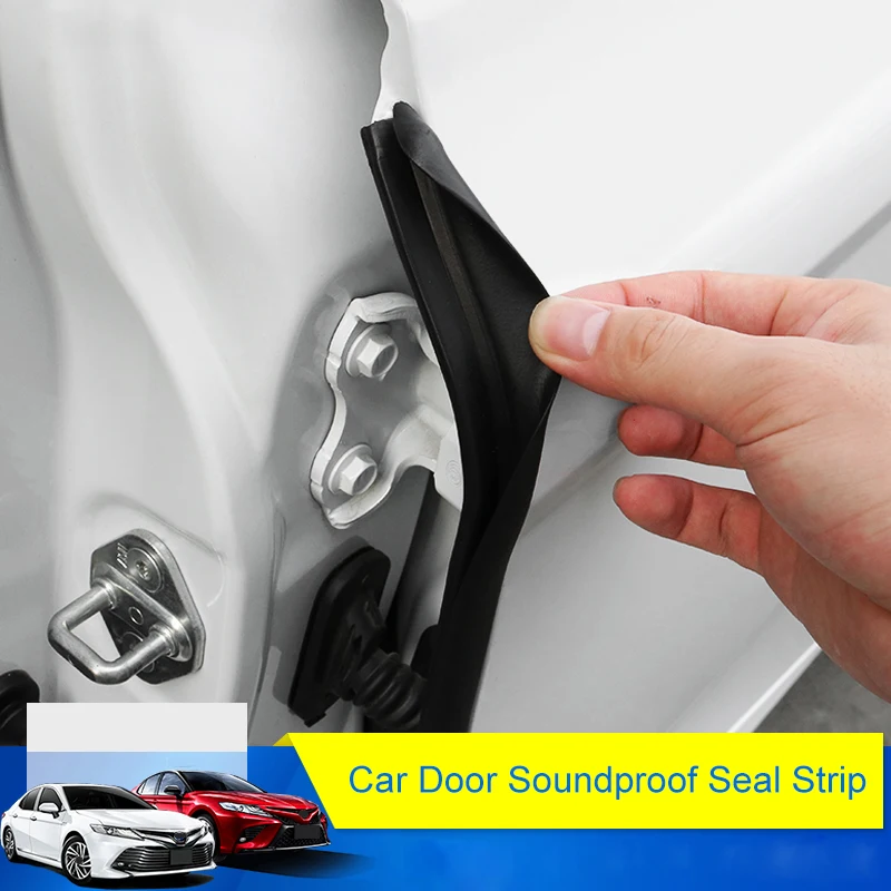 Baratos QHCP goma de la puerta trasera delantera del coche sello de la puerta insonorizada Borde de sellado pegatina ajuste para Toyota Camry 2018 accesorios de automóviles