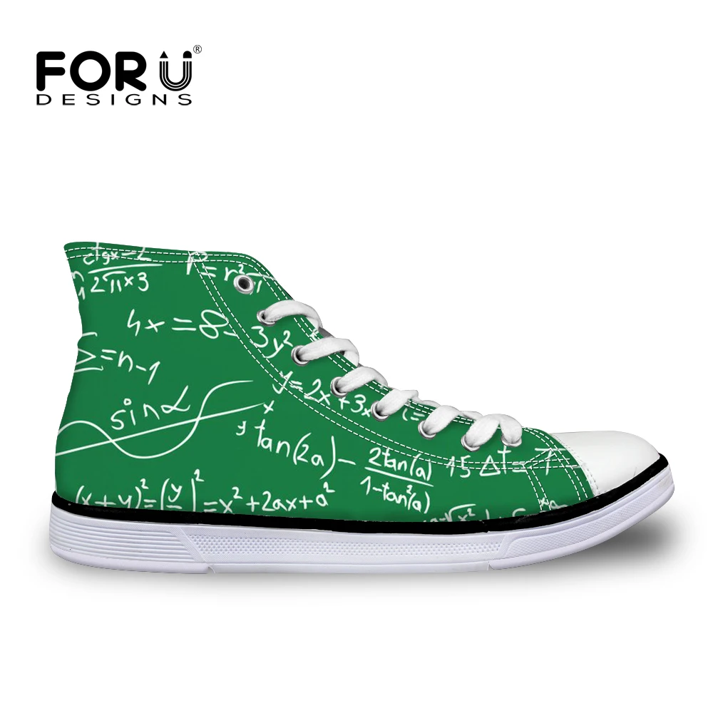 

FORUDESIGNS Autumn Men's Shoes Mathematics Pattern Sneakers For Teen Boys Green Vulcanized Shoes Cool Flats Zapatos vulcanizados