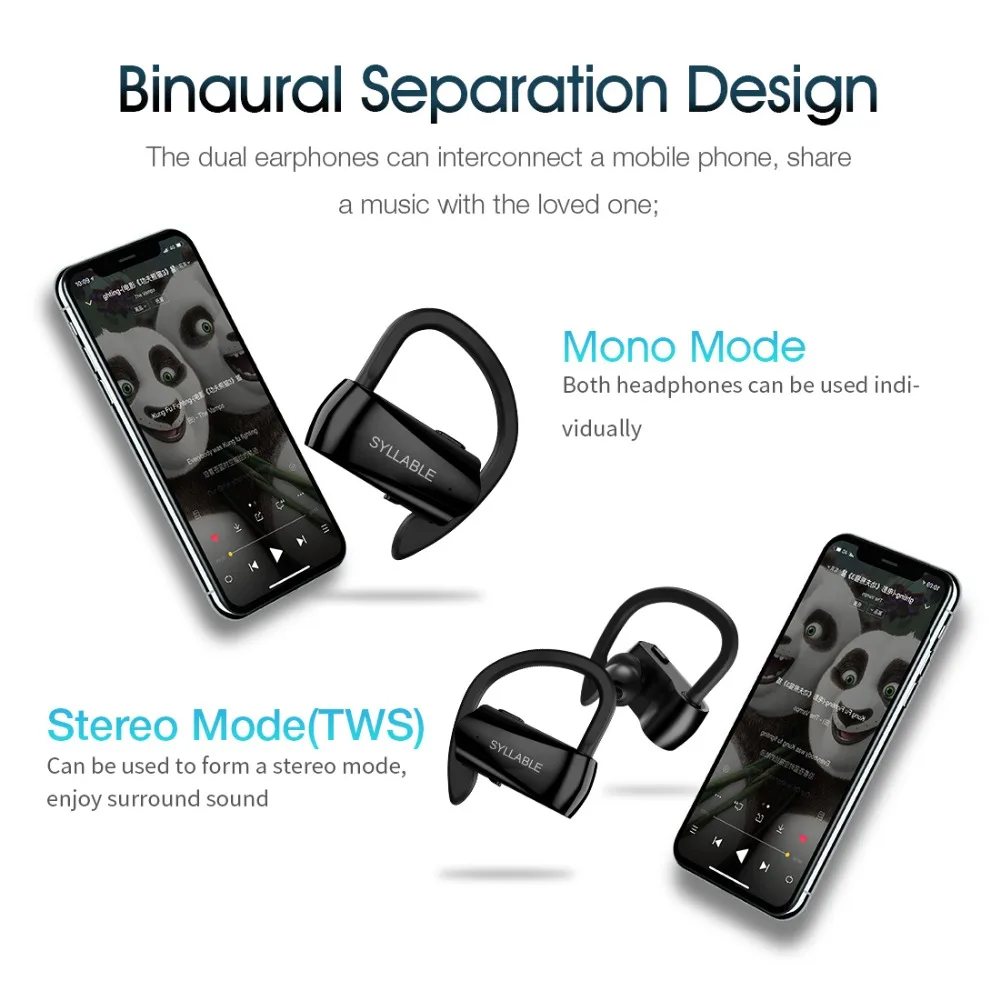 Слог D15 TWS Bluetooth наушники настоящие беспроводные стерео водонепроницаемый