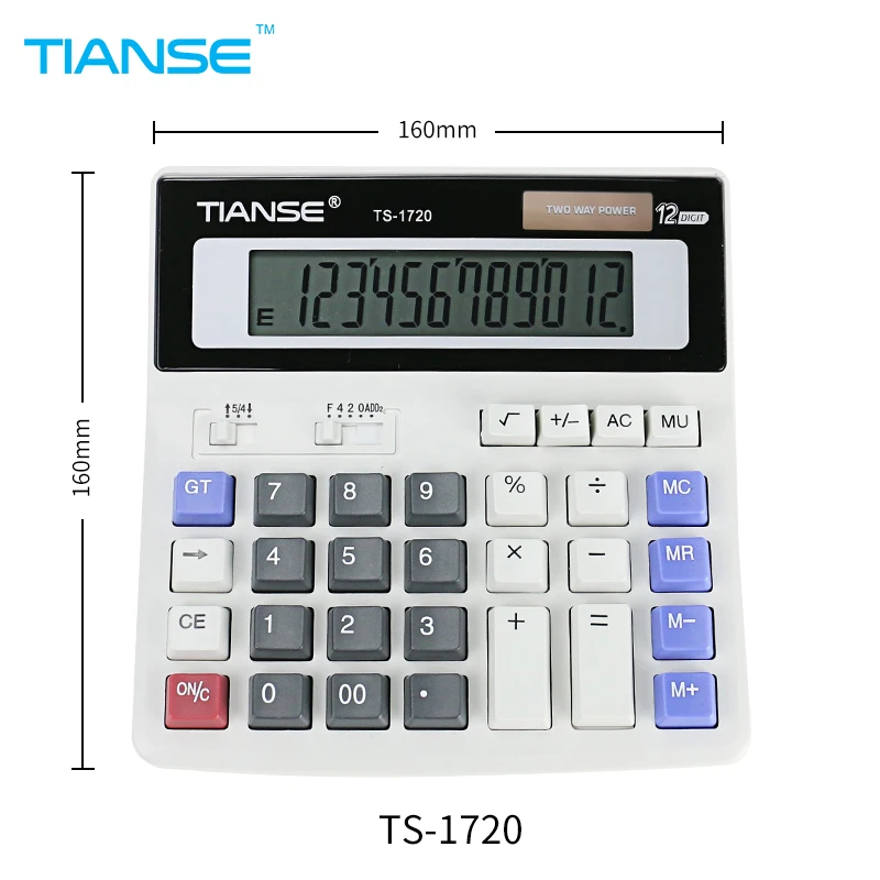 TIANSE Solar Calculator 12 Digit LCD Screen Mathematic Computer font b Battery b font Electronic Power