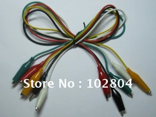 

27mm Alligator Clip Test Lead 50cm Long 5 Colors S Red & Black & Yellow & Green & White 50 Set