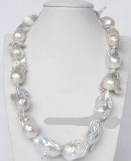 

FREE SHIPPING>@@> N1519 white baroque Reborn Keshi pearls necklace