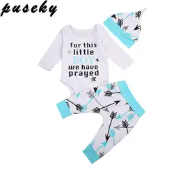 Puseky/комплект одежды с длинными рукавами для новорожденных мальчиков, милый костюм для маленьких мальчиков с принтом «Молитесь», топы
