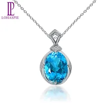 LP алмазные ювелирные изделия Твердые 14 к белое золото 7.74ct натуральный синий топаз драгоценный камень кулон мелкозернистый камень ювелирные изделия для подарка на день рождения