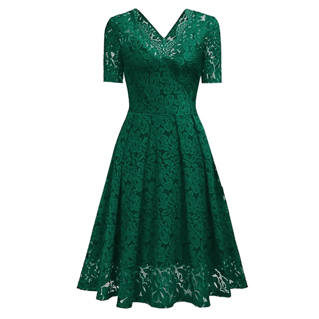 Женское элегантное платье с v-образным вырезом и открытыми плечами, кружевное платье в деловом стиле, вечерние платья с коротким рукавом, летнее платье vetement femme