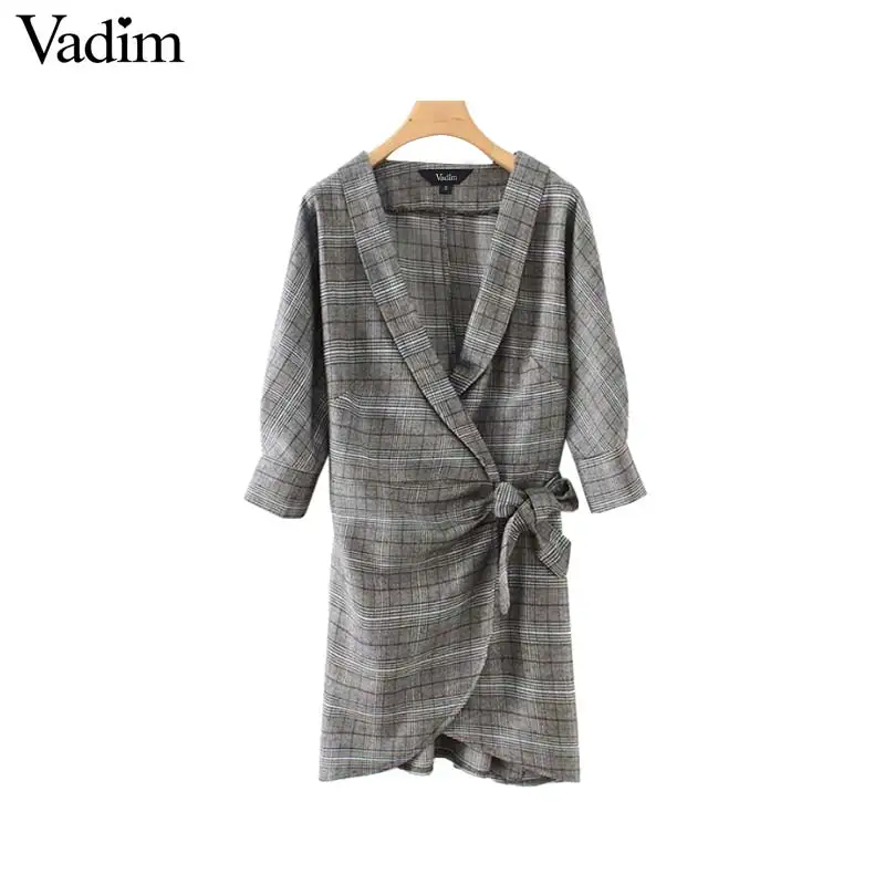 checkered wrap dress
