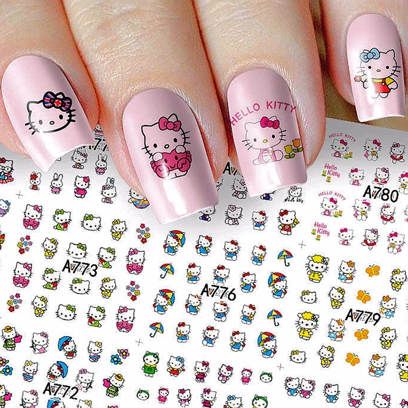 12 листов Cat Nail Art декоративные стикеры Водные Наклейки для нейл-арта переводные наклейки для ногтей Инструменты