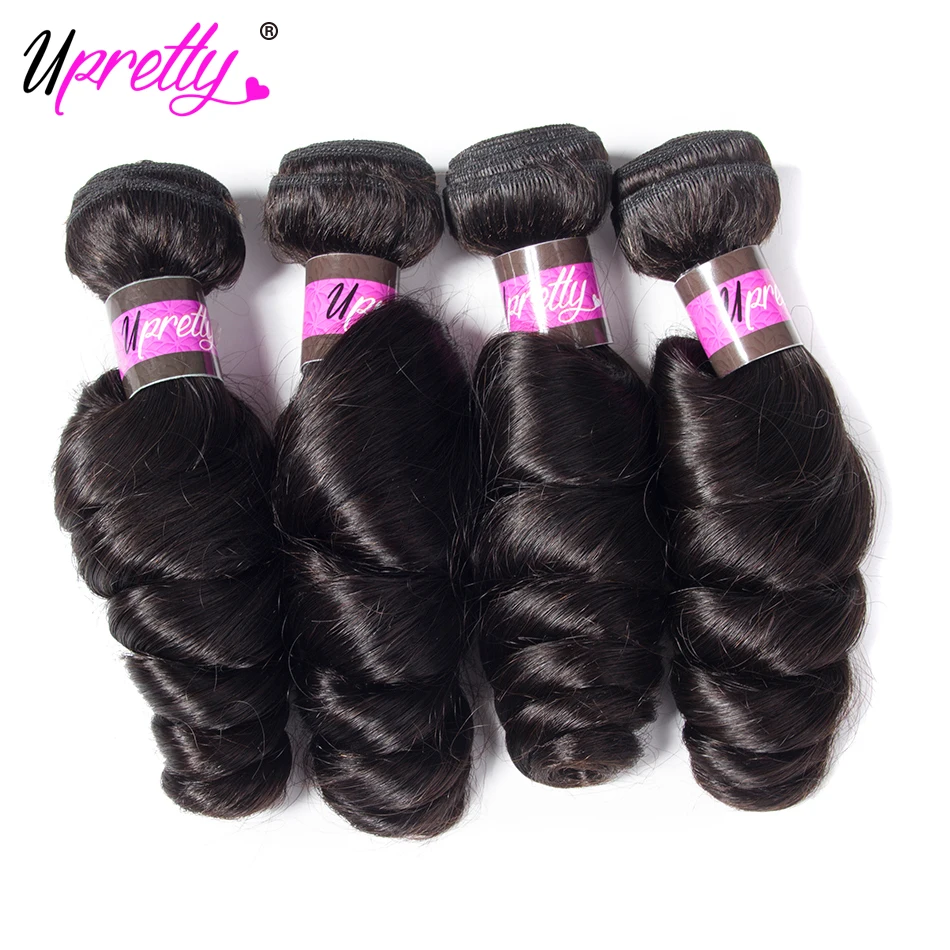 Upretty Hair Malaysian Loose Wave with Closure Malaysian Remy Human Hair Spring Loose Curly Hair 4 Bundles with Lace Closure Upretty Hair Malaysian Loose Wave with Closure Malaysian Remy Human Hair Spring Loose Curly Hair 4 Bundles with Lace Closure