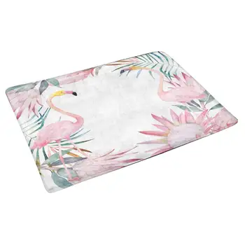 

Summer Colorful Flamingo Palm Leaves and Flowers Anti-slip Door Mat Home Decor Indoor Entrance Doormat