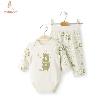 

COBROO Baby Bodysuit Pants Set with Long Sleeves 100% Cotton Infant Baby Clothes Set 0-3-6-9 Months