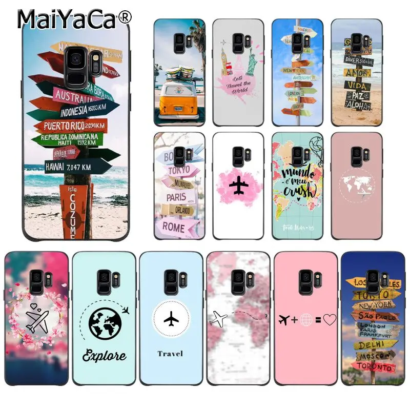 

MaiYaCa Traveling Aircraft Road sign Silicone Phone Case for Samsung Galaxy S9 plus S7 edge S6 edge plus S10 S8 plus case